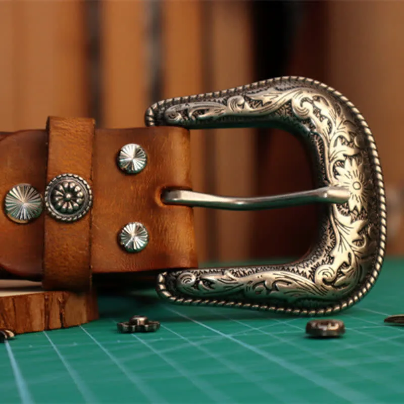 Men's Elegant Carved Flower Buckle Leather Belt sold by FloralTrip product image thumbnail 3