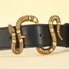 Men's Punk Bronze Serpent Buckle Streetwear Leather Belt sold by FloralTrip