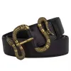 Men's Punk Bronze Serpent Buckle Streetwear Leather Belt sold by FloralTrip