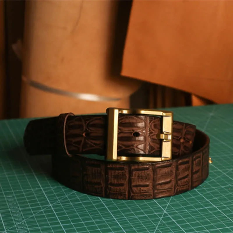 Men's Embossed Crocodile Skin Pattern Leather Belt sold by FloralTrip product image thumbnail 4