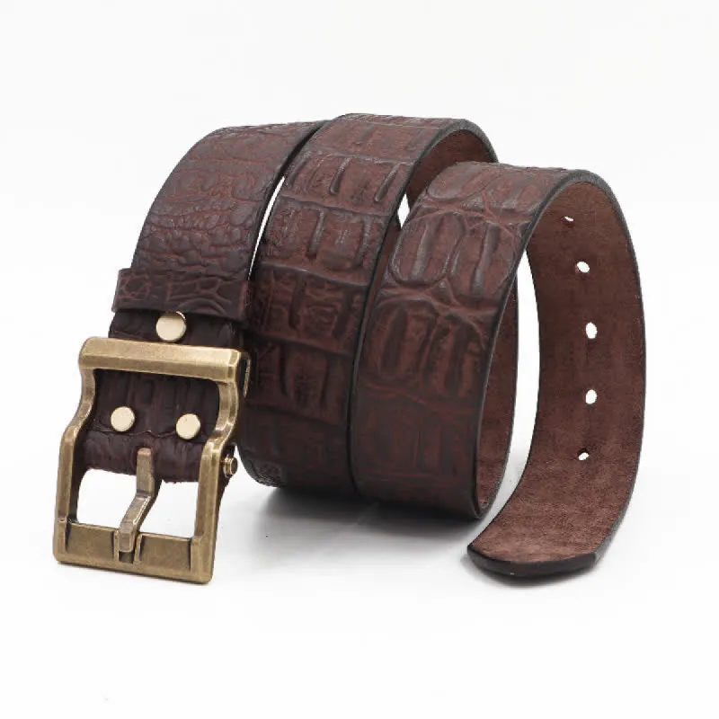 Men's Embossed Crocodile Skin Pattern Leather Belt sold by FloralTrip