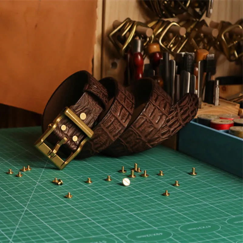 Men's Embossed Crocodile Skin Pattern Leather Belt sold by FloralTrip product image thumbnail 5