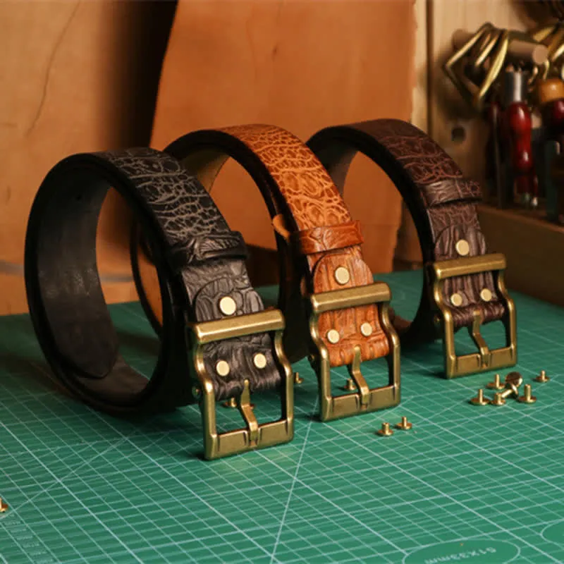 Men's Embossed Crocodile Skin Pattern Leather Belt sold by FloralTrip product image thumbnail 2