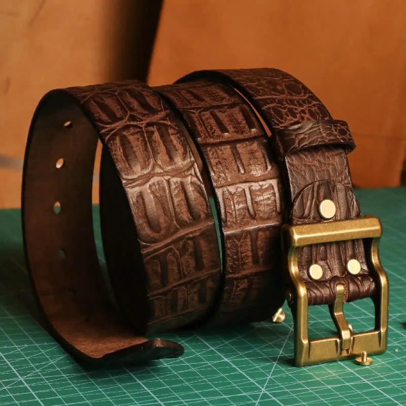 Men's Embossed Crocodile Skin Pattern Leather Belt sold by FloralTrip product image thumbnail 3