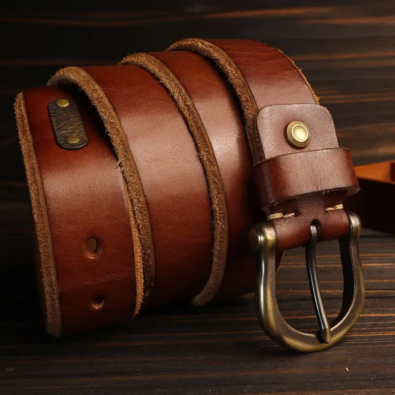 Men's Handmade Distressed Thicken Retro Leather Belt sold by FloralTrip product image thumbnail 3