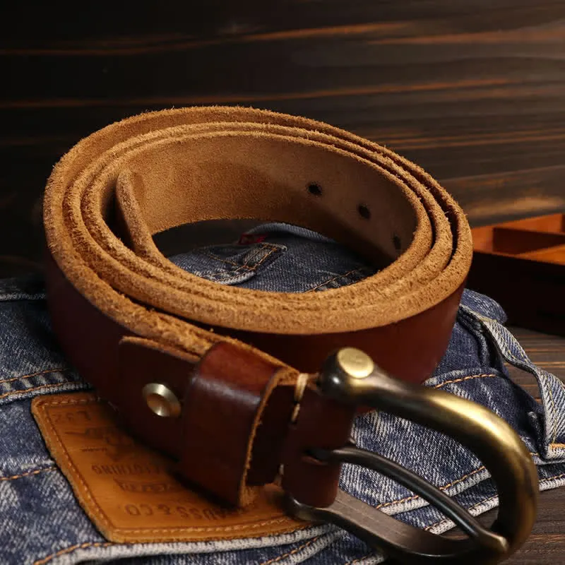 Men's Handmade Distressed Thicken Retro Leather Belt sold by FloralTrip product image thumbnail 4