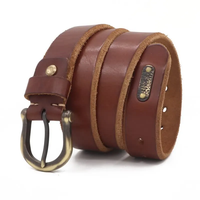 Men's Handmade Distressed Thicken Retro Leather Belt sold by FloralTrip