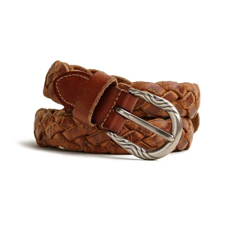 Men's Vintage Woven Vegetable Tanned Leather Belt sold by FloralTrip