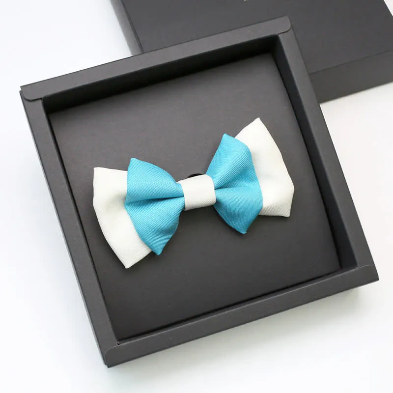 Men's Confident Sky Blue & White Double Layers Bow Tie sold by FloralTrip