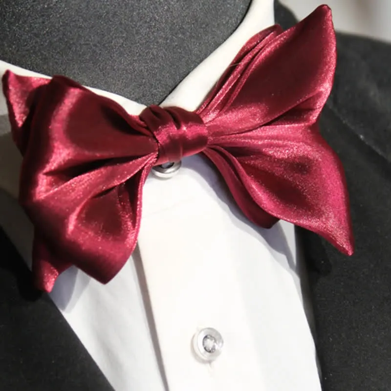 Men's Wine Red Shiny Fish Tail Shape Bow Tie sold by FloralTrip product image thumbnail 5