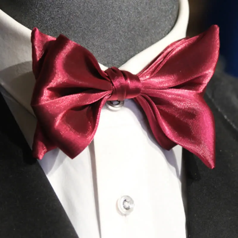 Men's Wine Red Shiny Fish Tail Shape Bow Tie sold by FloralTrip