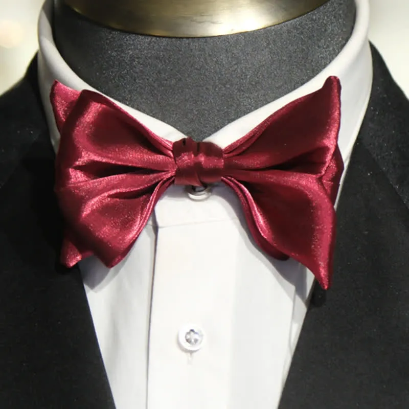 Men's Wine Red Shiny Fish Tail Shape Bow Tie sold by FloralTrip product image thumbnail 4