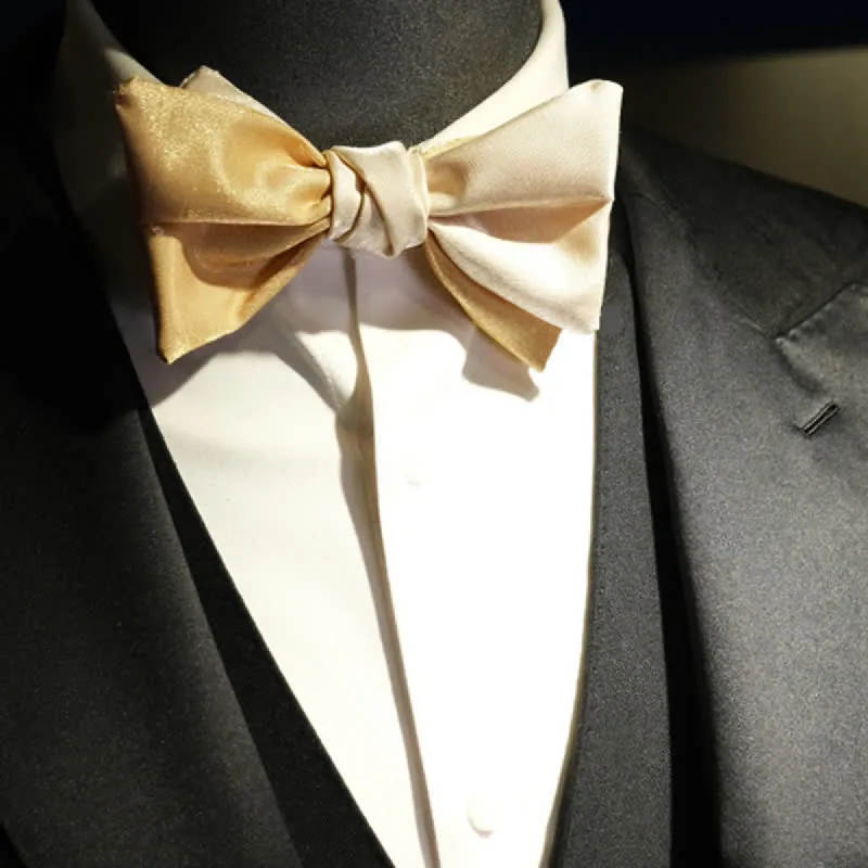 Men's Golden Apricot Contrast Asymmetrical Bow Tie sold by FloralTrip