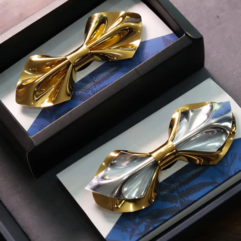 Men's Future Bright Gold & Silver Bow Tie sold by FloralTrip