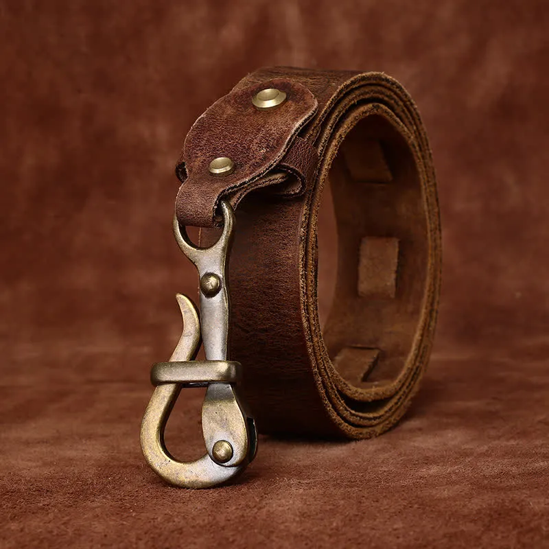 Men's Retro Distressed Hook Buckle Cavalry Leather Belt sold by FloralTrip product image thumbnail 4