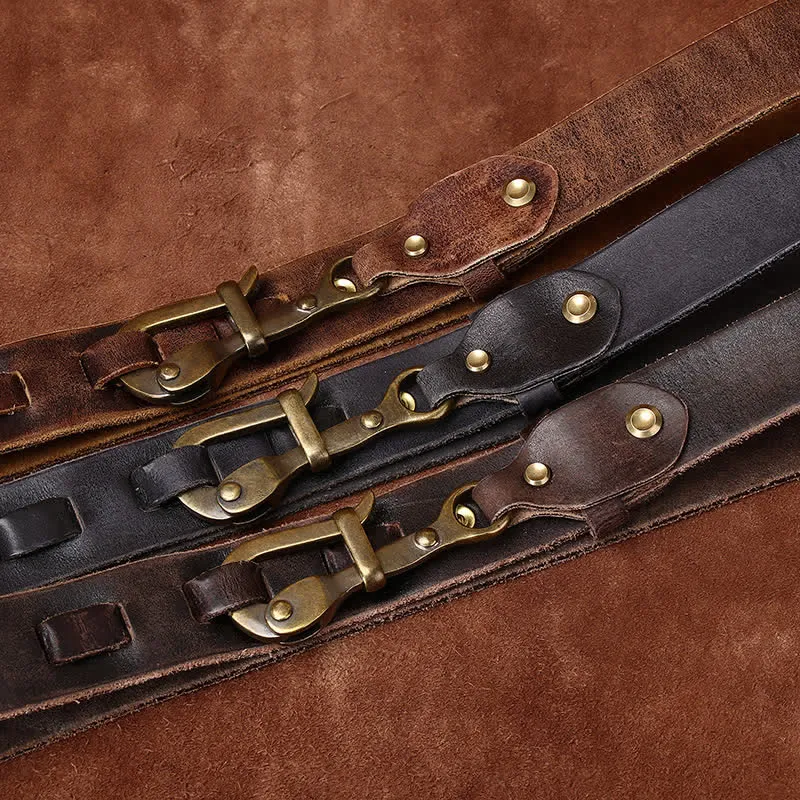 Men's Retro Distressed Hook Buckle Cavalry Leather Belt sold by FloralTrip product image thumbnail 2
