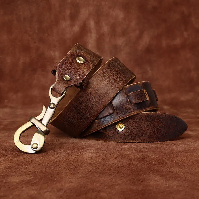 Men's Retro Distressed Hook Buckle Cavalry Leather Belt sold by FloralTrip product image thumbnail 3