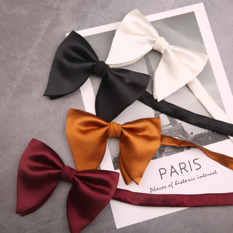 Men's British Style Solid Color Oversized Pointed Bow Tie Pocket Square sold by FloralTrip