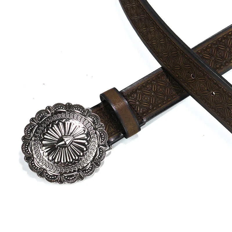 Men's Western Style Artistic Concho Buckle Leather Belt sold by FloralTrip product image thumbnail 4