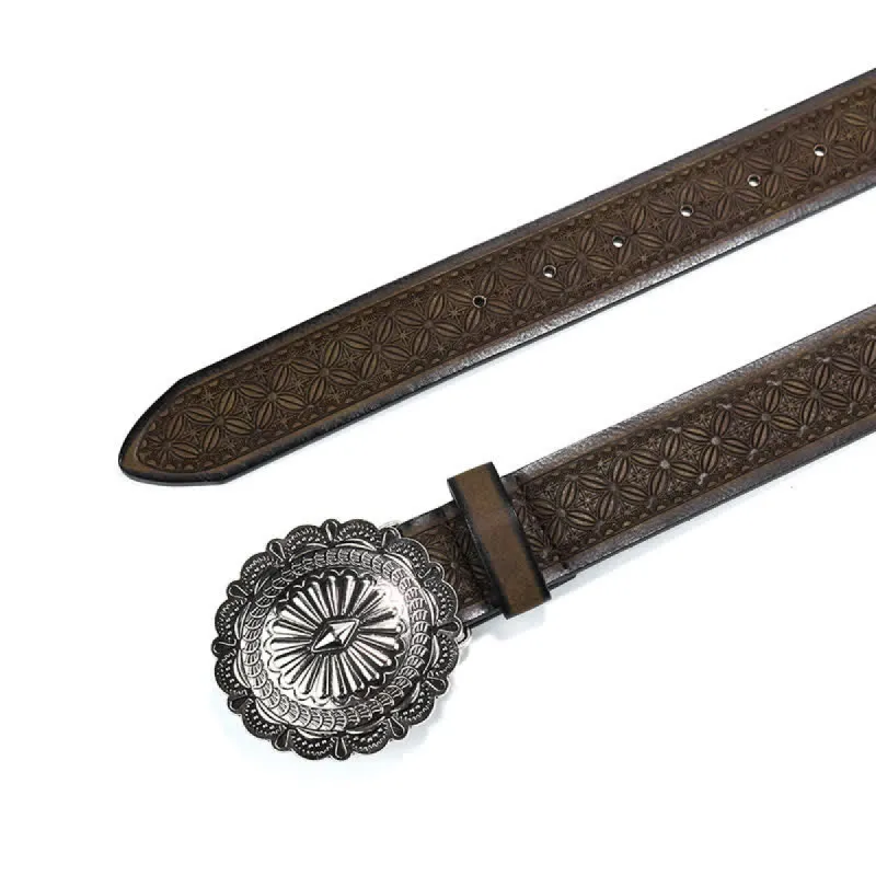 Men's Western Style Artistic Concho Buckle Leather Belt sold by FloralTrip