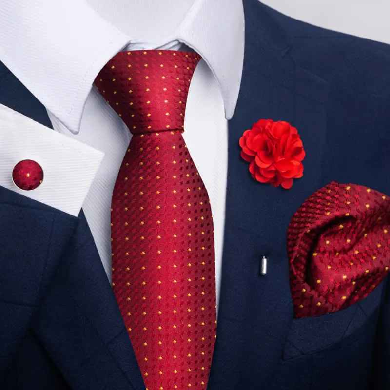 4Pcs Men's Attractive Bright Red Series Necktie Set sold by FloralTrip