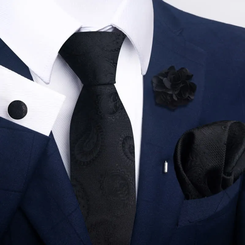 4Pcs Men's Black Series Formal Necktie Set sold by FloralTrip