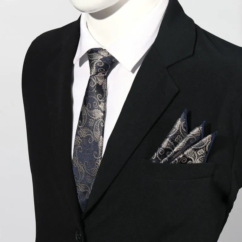 2Pcs Men's Luxury Paisley Pocket Square Necktie Set sold by FloralTrip