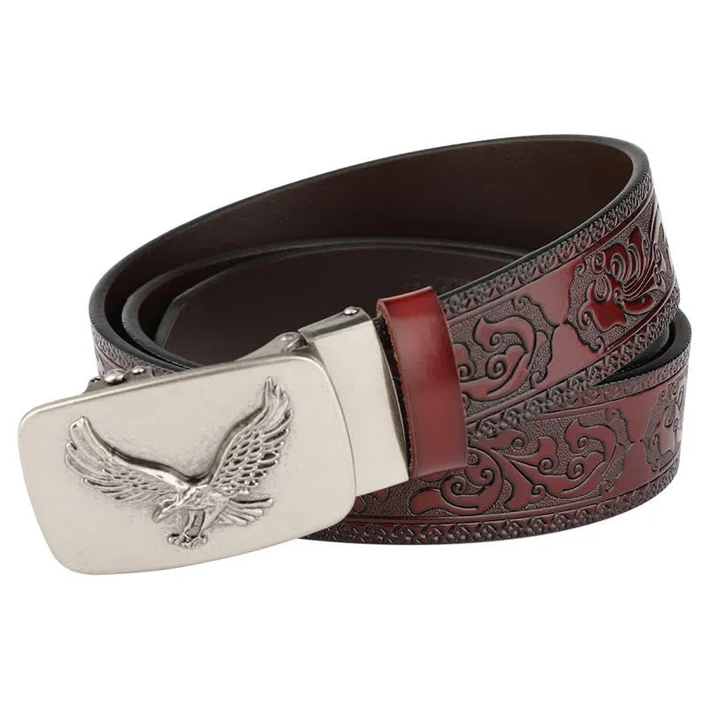 Men's Flying Eagle Automatic Buckle Embossing Leather Belt sold by FloralTrip product image thumbnail 5