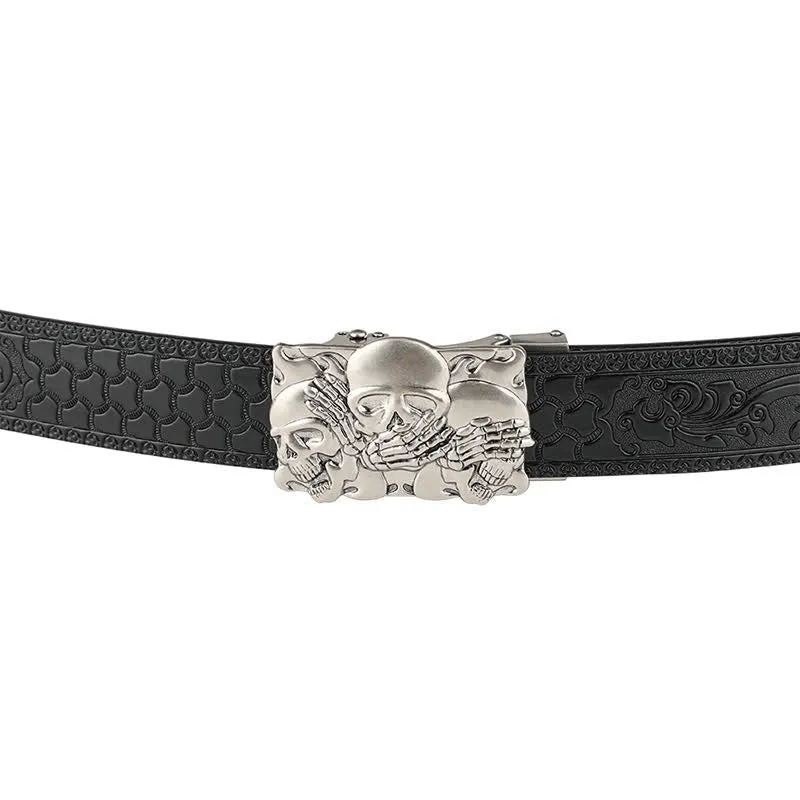 Men's Horrible Laugh Skull Automatic Buckle Leather Belt sold by FloralTrip product image thumbnail 4