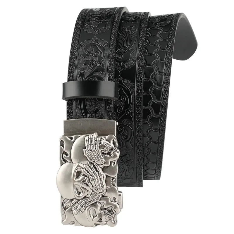 Men's Horrible Laugh Skull Automatic Buckle Leather Belt sold by FloralTrip product image thumbnail 2