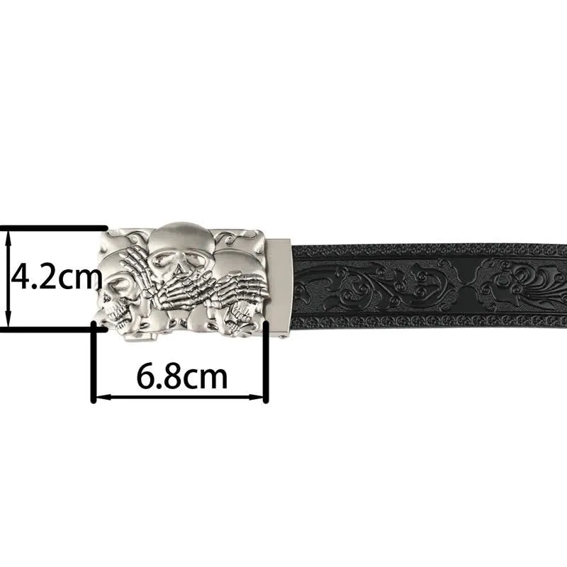 Men's Horrible Laugh Skull Automatic Buckle Leather Belt sold by FloralTrip product image thumbnail 3