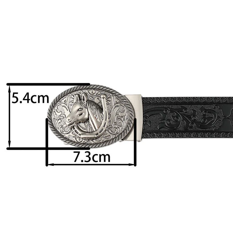 Men's Horse Automatic Buckle Vintage Western Style Leather Belt sold by FloralTrip product image thumbnail 3