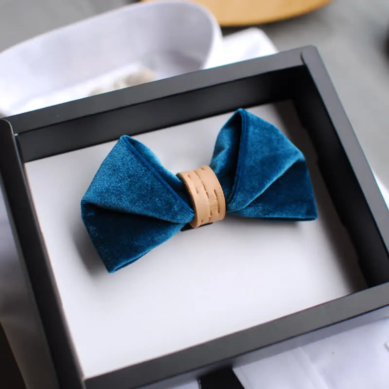 Men's Twisted Velvet Solid Color Leather Loop Bow Tie sold by FloralTrip