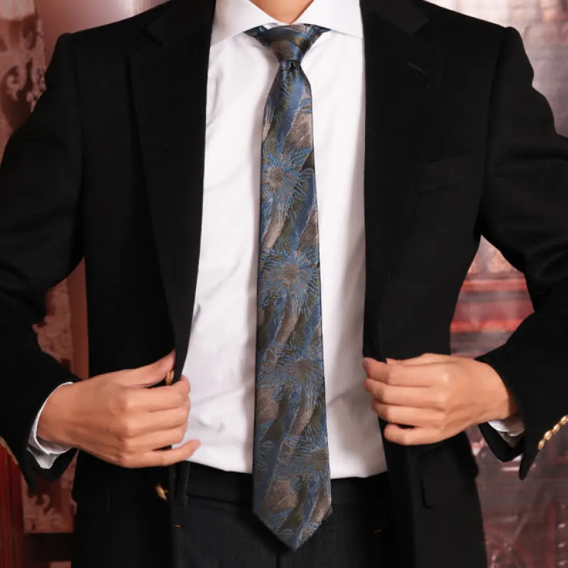 Men's Fabulous Gray & Blue Floral Vintage Necktie sold by FloralTrip