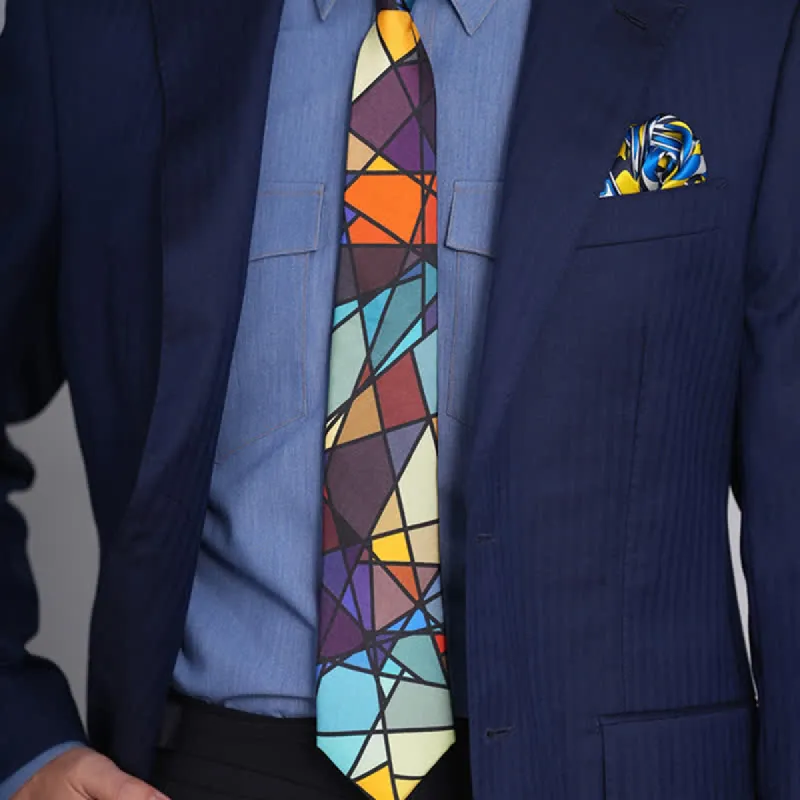 Men's Abstract Colorful Mosaic Print Necktie sold by FloralTrip