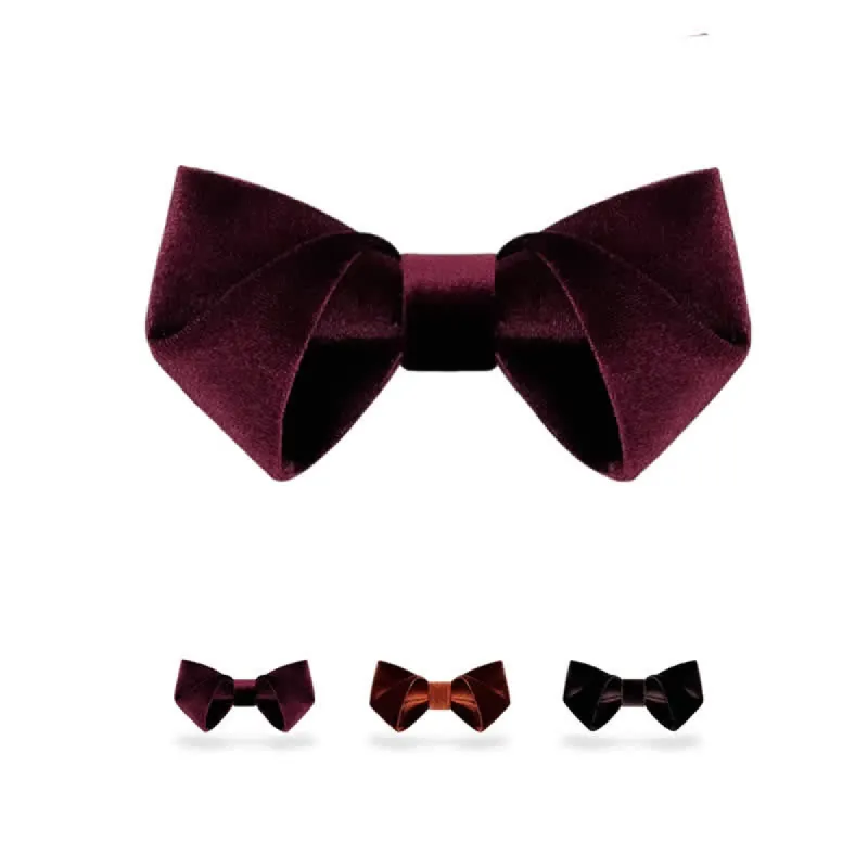 Men's Dark Red Series Solid Color Velvet Bow Tie sold by FloralTrip