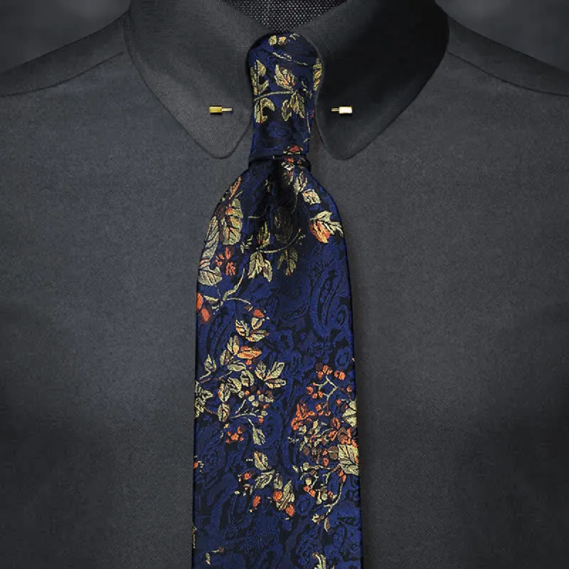 Men's Vintage Navy Embroidered Floral Necktie sold by FloralTrip