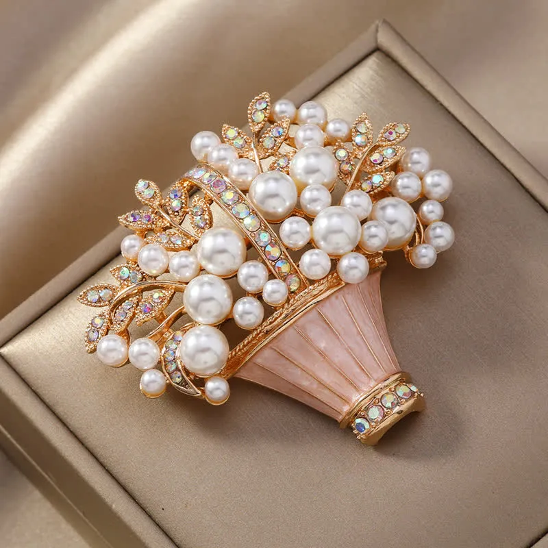 Women's Faux Pearls Flower Basket Brooch sold by FloralTrip product image thumbnail 4