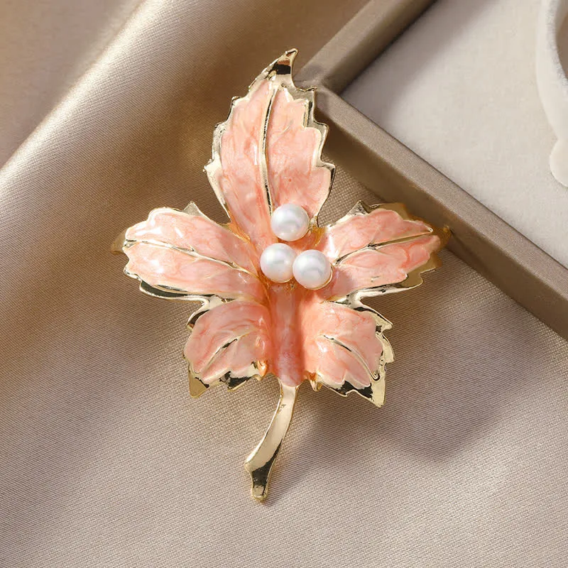 Women's Faux Pearl Maple Leaf Glaze Brooch sold by FloralTrip product image thumbnail 4