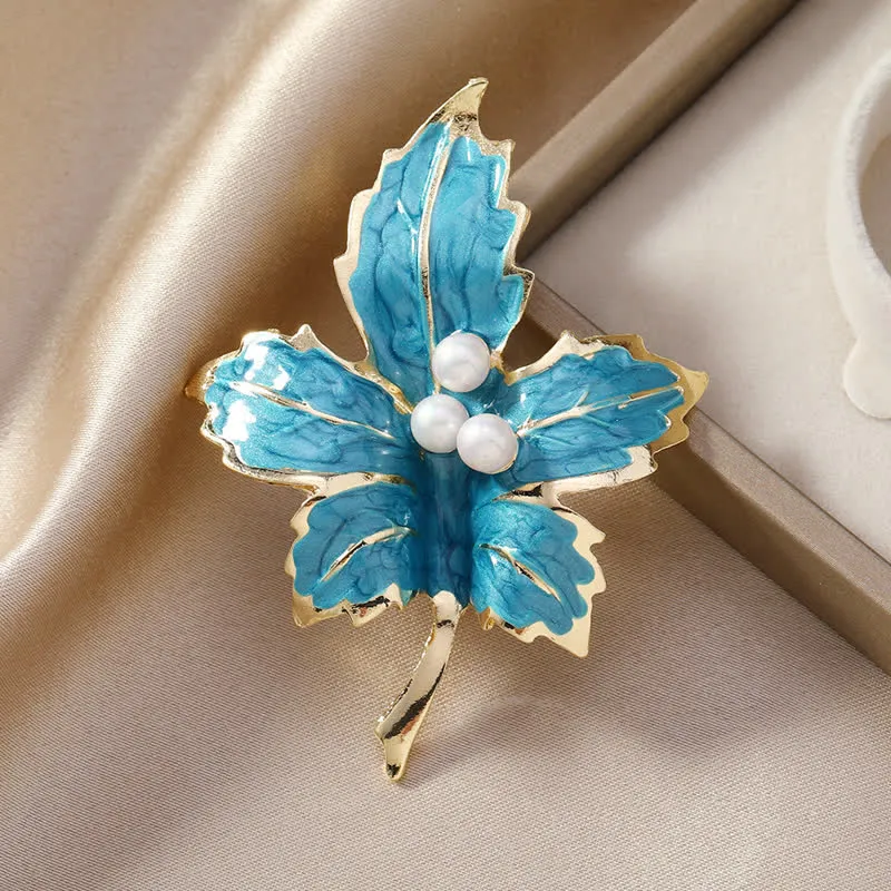 Women's Faux Pearl Maple Leaf Glaze Brooch sold by FloralTrip