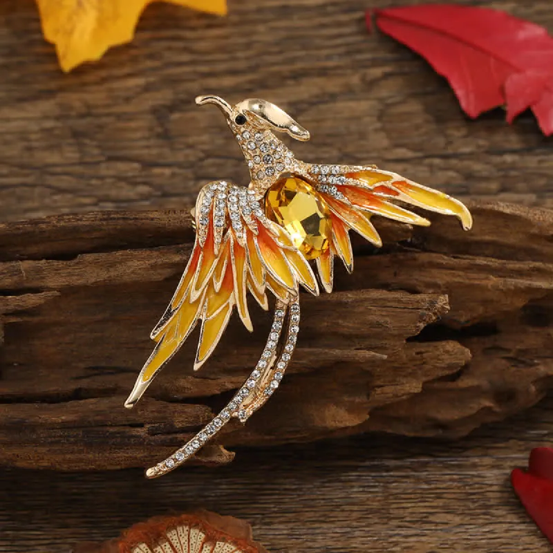Women's Enamel Flying Phoenix Crystal Brooch sold by FloralTrip