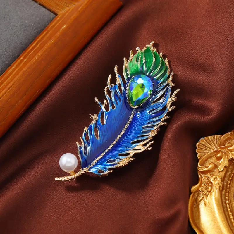 Women's Enamel Phoenix Feather Crystal Brooch sold by FloralTrip
