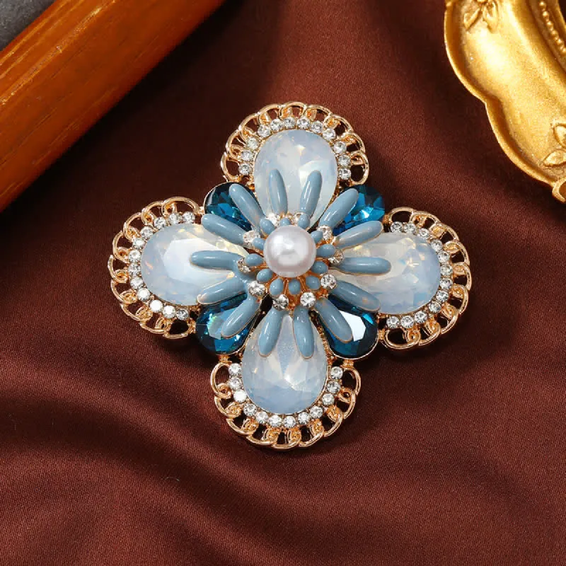 Women's Vintage Blue Opal Flower Brooch sold by FloralTrip