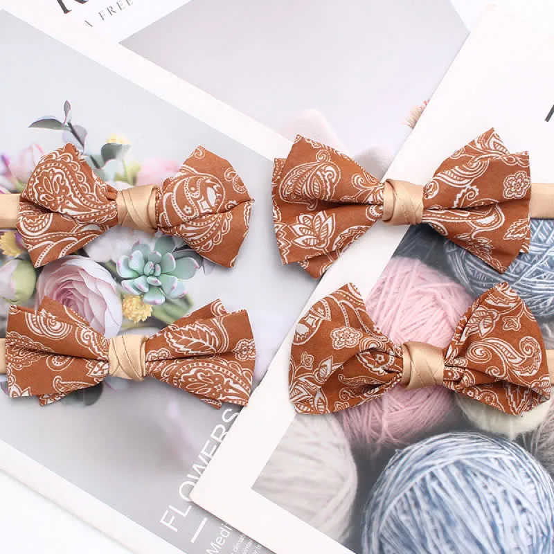 Men's Orange Paisley Floral Pattern Bow Tie sold by FloralTrip