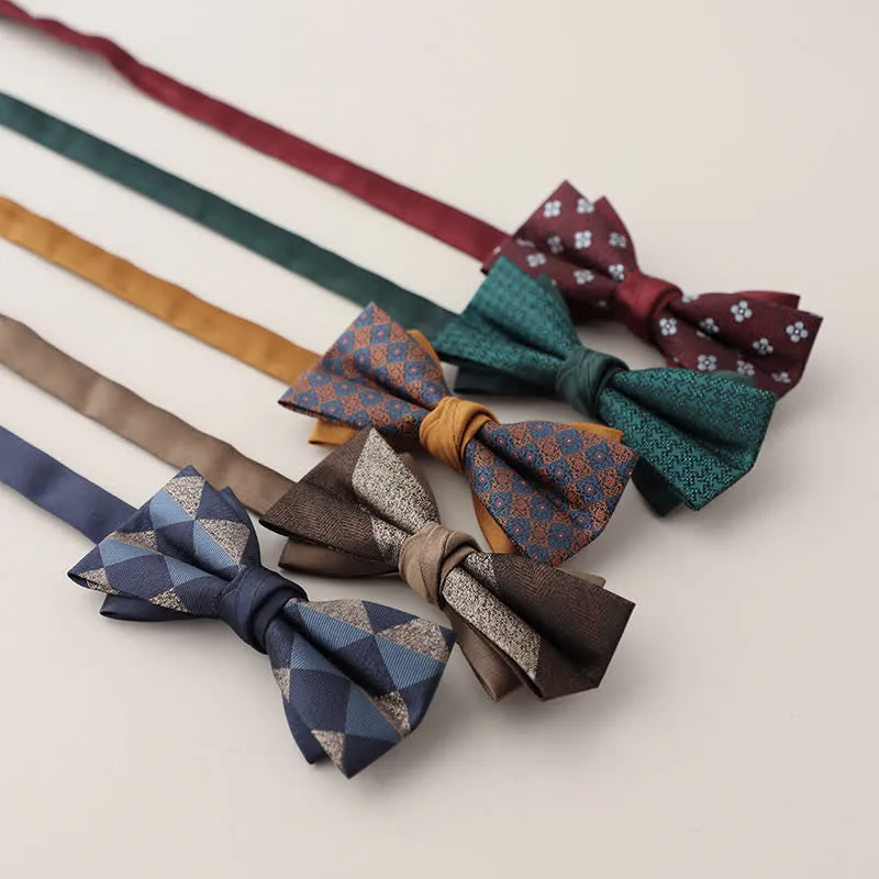 Men's Double Layers Striped Floral Colored Bow Tie sold by FloralTrip