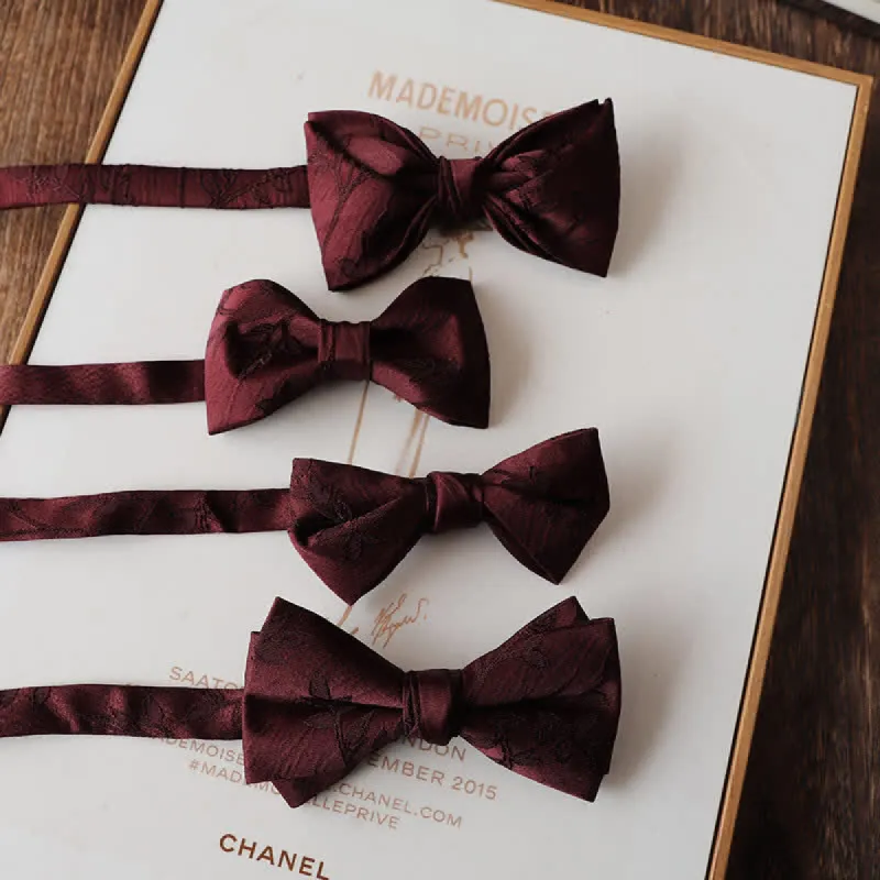 Men's Vintage Dark Red Series Floral Bow Tie sold by FloralTrip