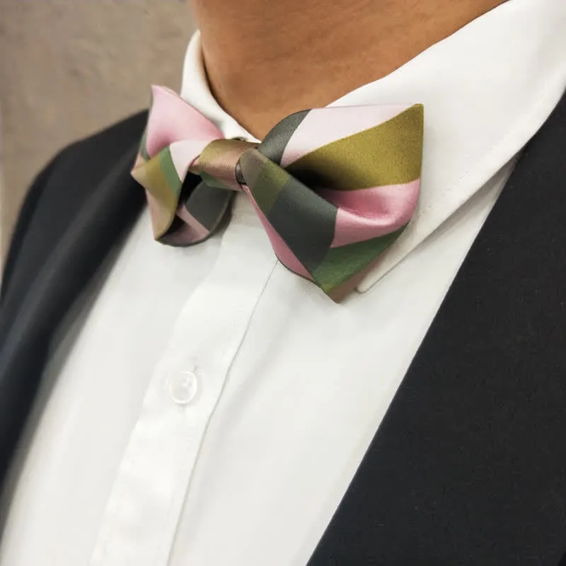 Men's Forest Green & Pink Double Layered Bow Tie sold by FloralTrip