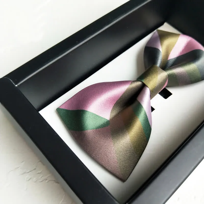 Men's Forest Green & Pink Double Layered Bow Tie sold by FloralTrip product image thumbnail 5