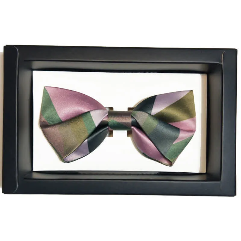 Men's Forest Green & Pink Double Layered Bow Tie sold by FloralTrip product image thumbnail 2