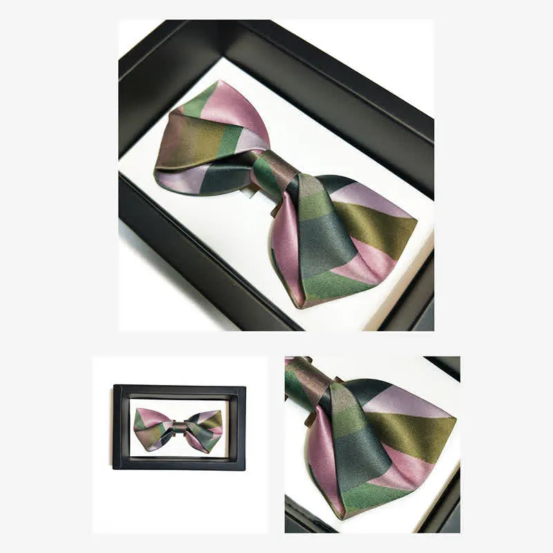 Men's Forest Green & Pink Double Layered Bow Tie sold by FloralTrip product image thumbnail 3